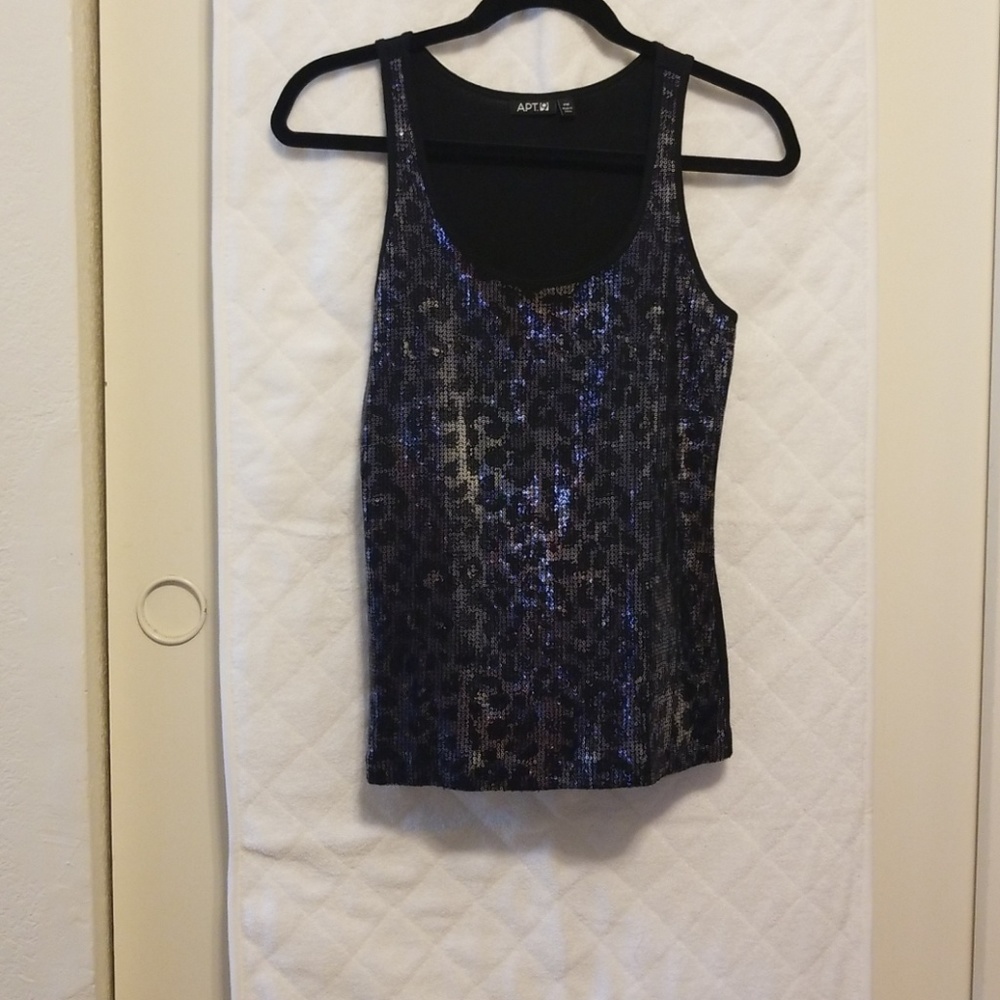 NWOT Apt 9 Leopard Print Sequin Top sz PM